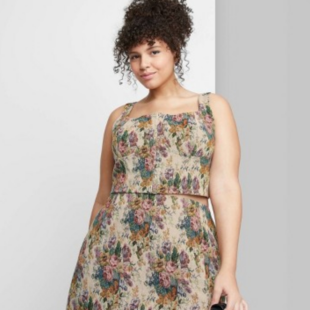 Corset Tapestry Print Top